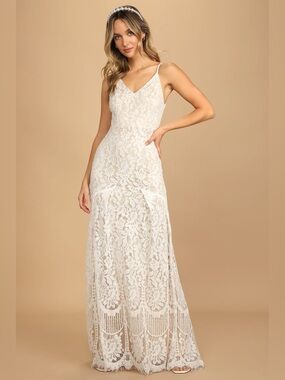 NWT LULUS Flynn Flynn Lace Maxi Dress ~ Size XXS